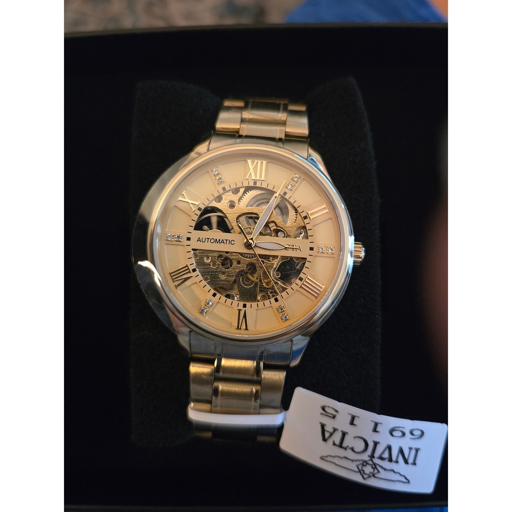 Invicta Specialty 69115 Automatic Skeleton Dial Crystal Accents Silver Watch New